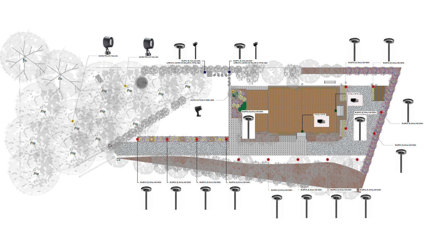 Progetto illuminotecnico del giardino mediterraneo